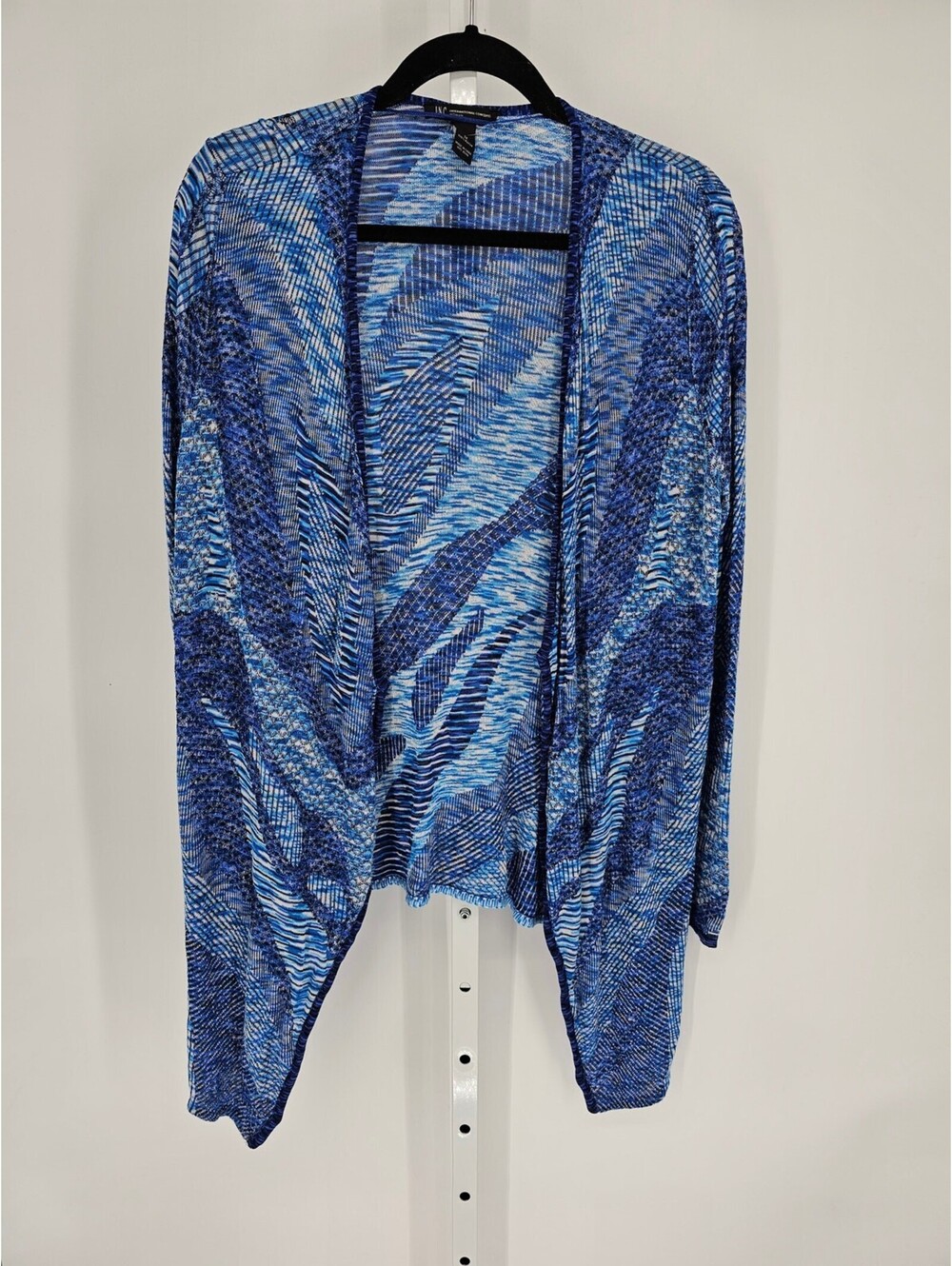 INC International Concepts Blue Rayon Space-Dye Draped Cardigan Size 1X